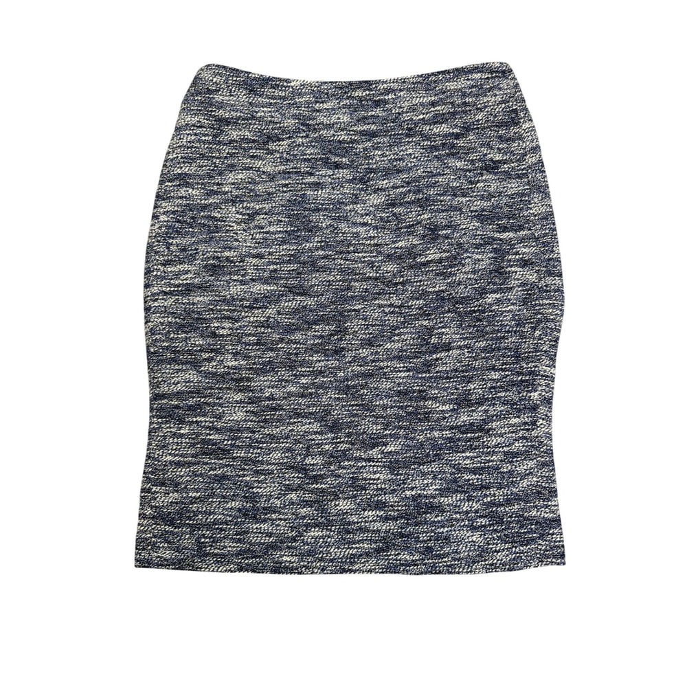 Ann Taylor Pencil Skirt  Blue White Tweed Size 2 Textured Cotton Blend Workwear